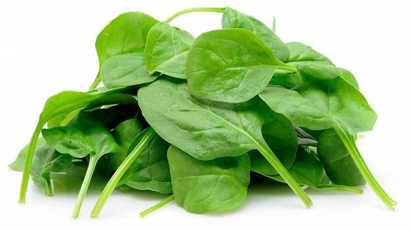 Frisk spinat, der er klar til at spise med det samme