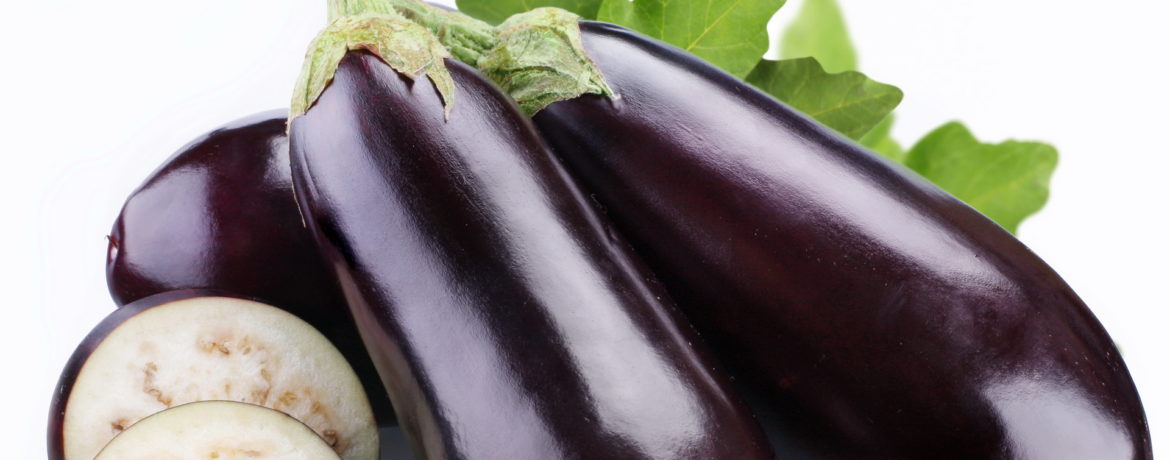 Eggplants, whole and cut