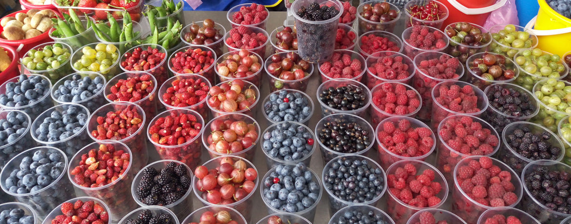 Selling berries at the market
